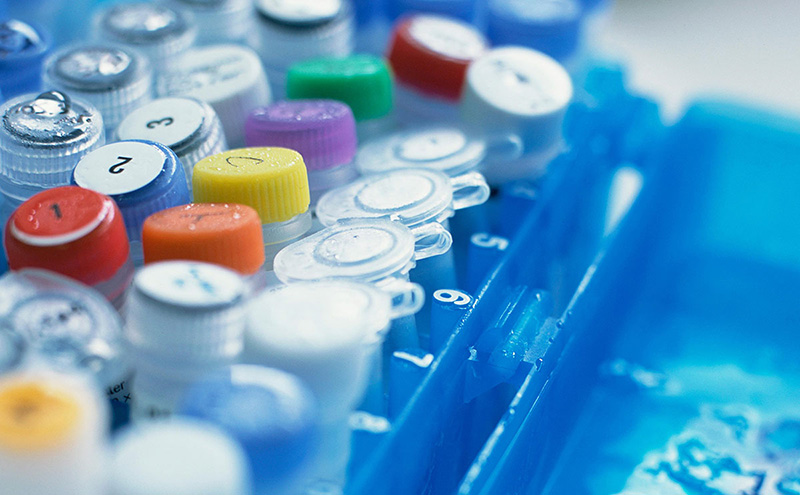 A variety of DNA and chemical samples that have been taken out of cold storage ready for testing. Source: Alamy Stock Photo